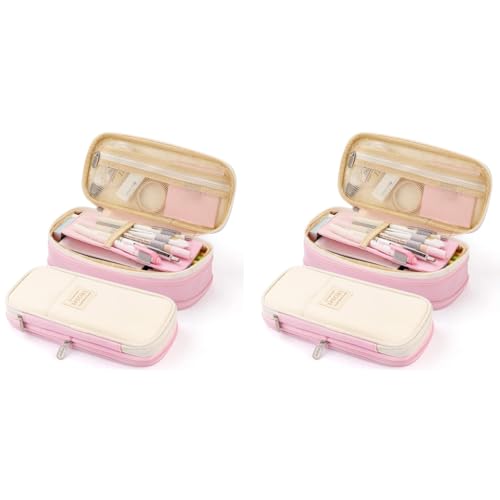 HASTHIP® Large Capacity Pencil Case Durable Storage Multiple Compartment Double Zipper Portable Pouch for College Student Teen 2PCS HASTHIP® Large Capacity Pencil Case Durable Storage Multiple Compartment Double Zipper Portable Pouch for College Student Teen 2PCS